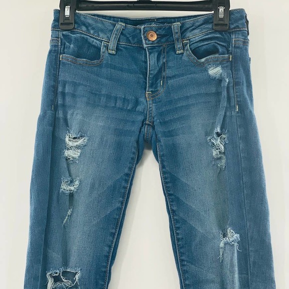 American Eagle Outfitters Distressed Mid Rise Jegging Blue Jeans Size 2 - Picture 5 of 7